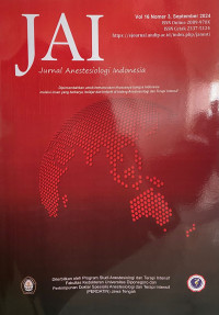 Image of JAI : Jurnal Anestesiologi Indonesia Volume 16 Nomor 3 September 2024
