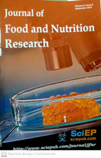 Image of Journal of Food and Nutrition Research Volume 6 Issue 9 September 2018