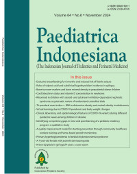 Image of Jurnal Paediatrica Indonesiana (The Indonesian Journal of Pediatrics and Perinatal Medicine) Volume 64 No. 6 November 2024
