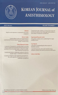 Image of Korean Journal of Anesthesiology Volume 78 No. 1 Tahun 2025
