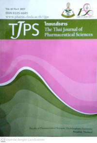 Image of Thai Journal Of Pharmaceutical Sciences (TJPS) Vol 43, No 4 (2019)