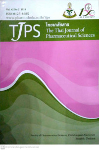 Image of Thai Journal Of Pharmaceutical Sciences (TJPS) Vol 42, No 2 (2018)