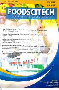 Image of FOODSCITECH Food Science and Technology Journal Vol. 1 No. 1 Juli 2018