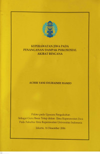 Image of Keperawatan Jiwa pada Penanganan Dampak Psikososial Akibat Bencana