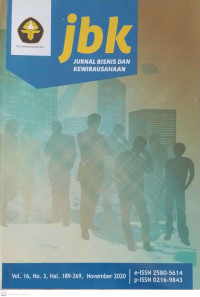 Image of Jurnal Bisnis dan Kewirausahaan Vol 16, No 3, November 2020