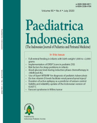 Image of Jurnal Paediatrica Indonesiana (The Indonesian Journal of Pediatrics and Perinatal Medicine) Volume 60 No. 4 July 2020