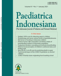 Image of Jurnal Paediatrica Indonesiana (The Indonesian Journal of Pediatrics and Perinatal Medicine) Volume 61 No. 1 January 2021