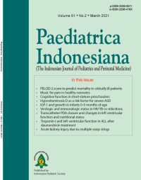 Image of Jurnal Paediatrica Indonesiana (The Indonesian Journal of Pediatrics and Perinatal Medicine) Volume 61 No. 2 March 2021
