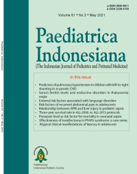Image of Jurnal Paediatrica Indonesiana (The Indonesian Journal of Pediatrics and Perinatal Medicine) Volume 61 No. 3 May 2021