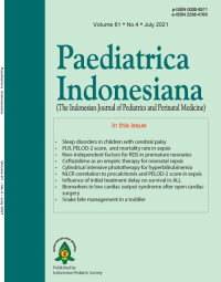 Image of Jurnal Paediatrica Indonesiana (The Indonesian Journal of Pediatrics and Perinatal Medicine) Volume 61 No. 4 July 2021