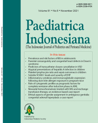 Image of Jurnal Paediatrica Indonesiana (The Indonesian Journal of Pediatrics and Perinatal Medicine) Volume 61 No. 6 November 2021