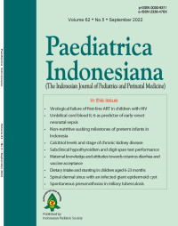Image of Jurnal Paediatrica Indonesiana (The Indonesian Journal of Pediatrics and Perinatal Medicine) Volume 62 No. 5 September 2022