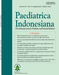 Image of Jurnal Paediatrica Indonesiana (The Indonesian Journal of Pediatrics and Perinatal Medicine) Volume 63 No. 1 (Supplement) March 2023
