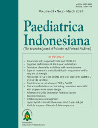 Image of Jurnal Paediatrica Indonesiana (The Indonesian Journal of Pediatrics and Perinatal Medicine) Volume 63 No. 2 March 2023