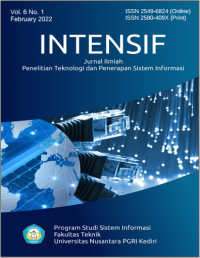 Image of INTENSIF : Jurnal Ilmiah Penelitian Teknologi Sistem Informasi Volume 6 No. 1 Tahun 2022