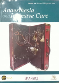 Image of Anaesthesia and Intensive  care, Volume 44 Number 5 January 2016