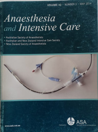 Image of Anaesthesia and Intensive  care, Volume 42 Number 3 November 2014