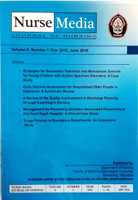 Image of Nurse Media Journal Of Nursing Vol. 06, No. 01 Tahun 2016