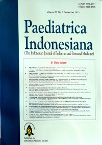 Image of Jurnal Paediatrica Indonesiana (The Indonesian Journal of Pediatrics and Perinatal Medicine) Volume 63 No. 5 September 2023