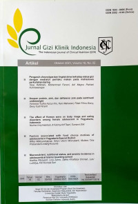 Image of Jurnal Gizi Klinik Indonesia Volume 18 , No. 02 Oktober 2021