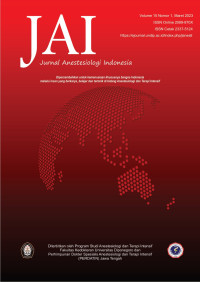 Image of JAI : Jurnal Anestesiologi Indonesia Volume 15 Nomor 1 Maret 2023