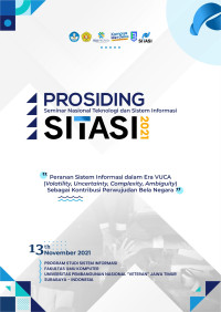 Image of Seminar Nasional Teknologi dan Sistem Informasi SITASI Vol. 1 No. 1 (2021) “Peranan Sistem Informasi dalam Era VUCA (Volatility, Uncertainty, Complexity, Ambiguity) sebagai Kontribusi Perwujudan Bela Negara”