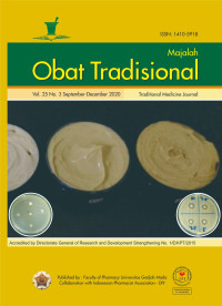 Image of Majalah Obat Tradisional Volume 25 No. 3 Tahun 2020