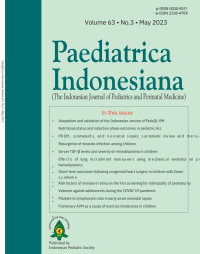 Image of Jurnal Paediatrica Indonesiana (The Indonesian Journal of Pediatrics and Perinatal Medicine) Volume 63 No. 3 May 2023