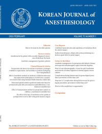 Image of Korean Journal of Anesthesiology Volume 73 No. 1 Tahun 2020